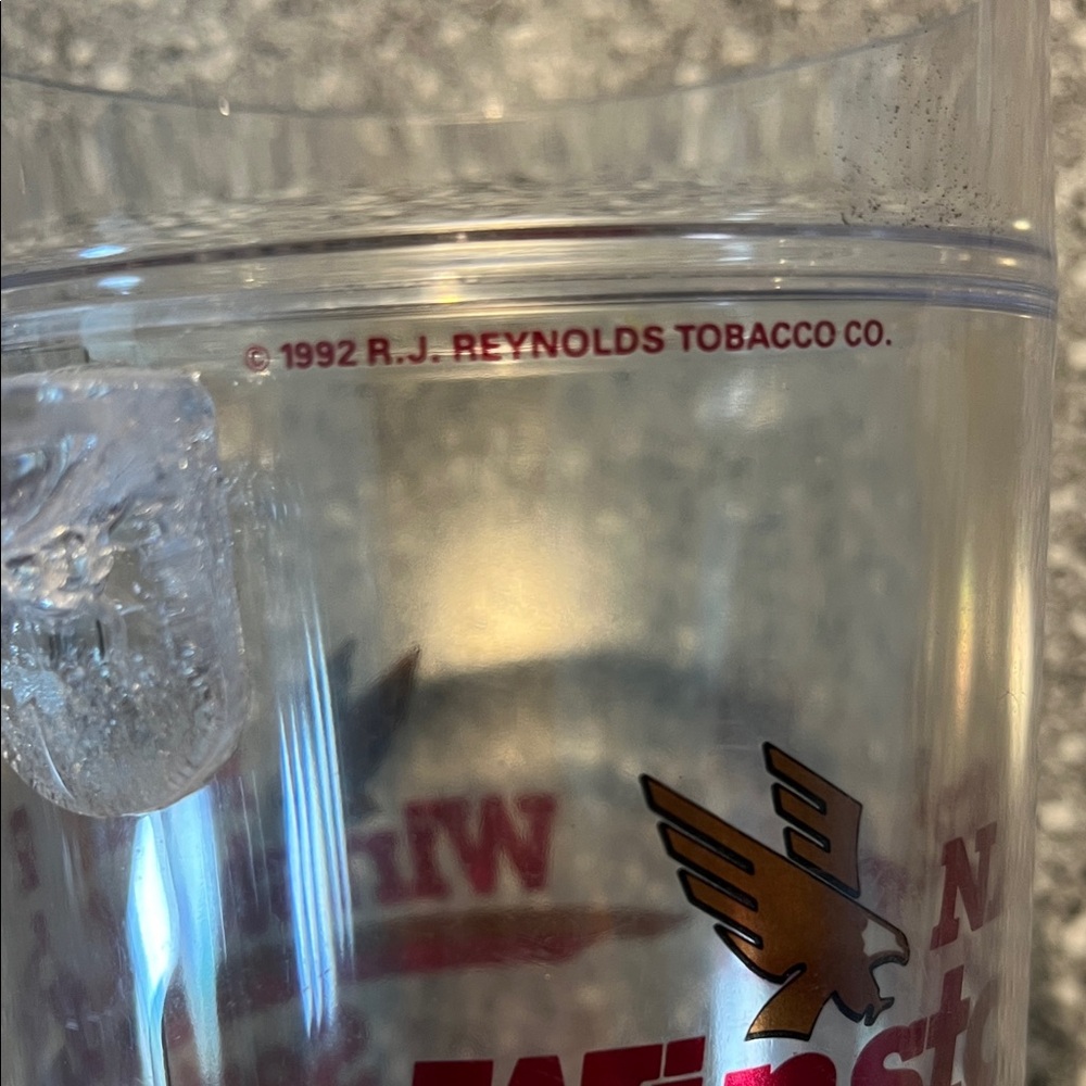 Vintage Nascar Acrylic Mug with Red Winston Cup Graphics - Picture 2 of 5